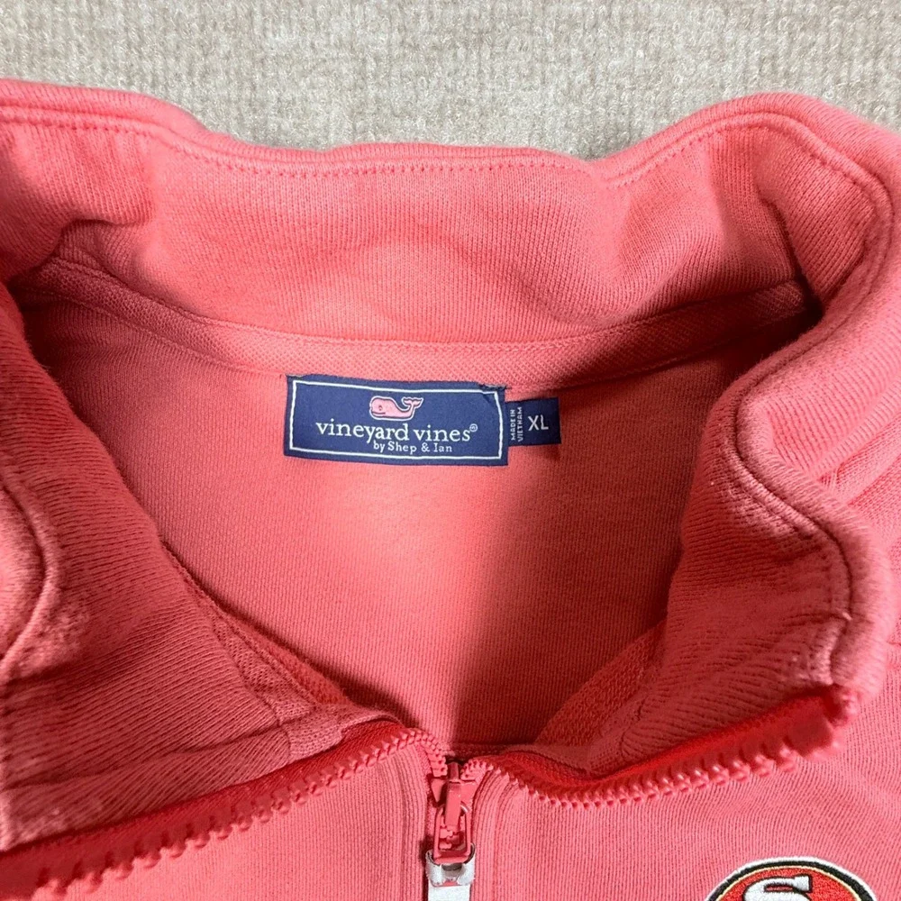 Vineyard Vines San Francisco 49ers Quarter Zip Pullover Coral Pink XL Cotton